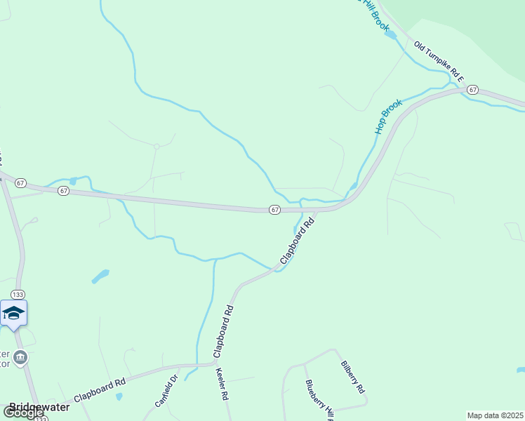 map of restaurants, bars, coffee shops, grocery stores, and more near 119 New Milford Road East in Bridgewater