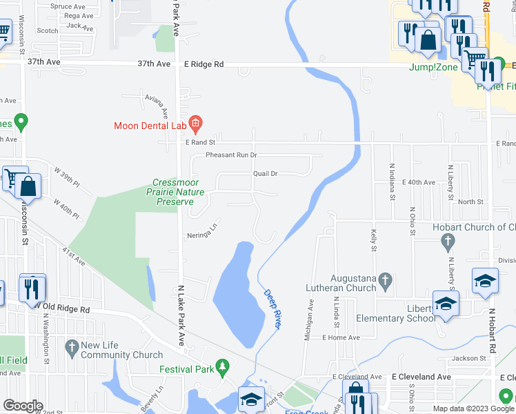 map of restaurants, bars, coffee shops, grocery stores, and more near 422 Edgewater Drive in Hobart