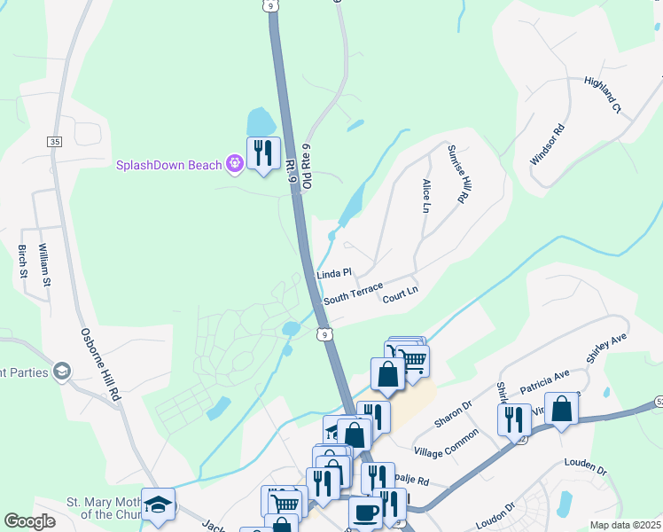 map of restaurants, bars, coffee shops, grocery stores, and more near 9 Linda Place in Fishkill