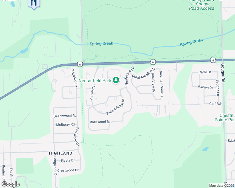 map of restaurants, bars, coffee shops, grocery stores, and more near 2517 Timber Springs Drive in Joliet
