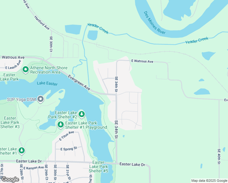 map of restaurants, bars, coffee shops, grocery stores, and more near 3354 Evergreen Avenue in Des Moines