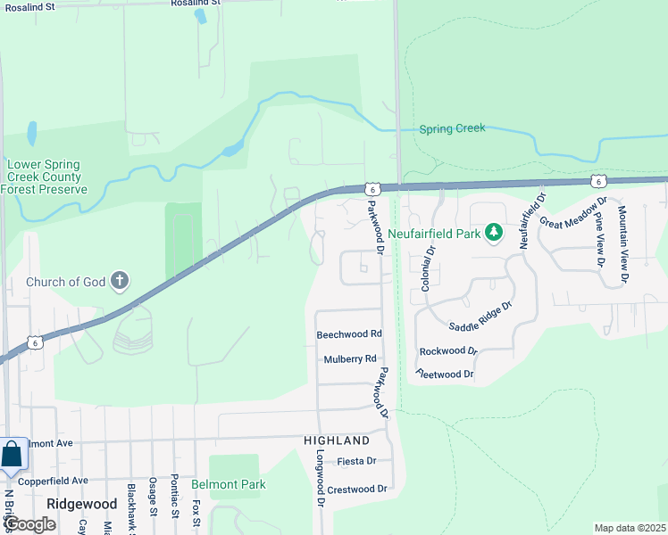 map of restaurants, bars, coffee shops, grocery stores, and more near 2205 Bogdan Lane South in Joliet