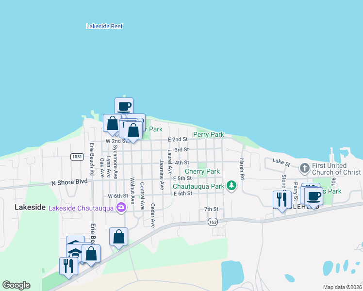 map of restaurants, bars, coffee shops, grocery stores, and more near 434 3rd Street in Lakeside Marblehead