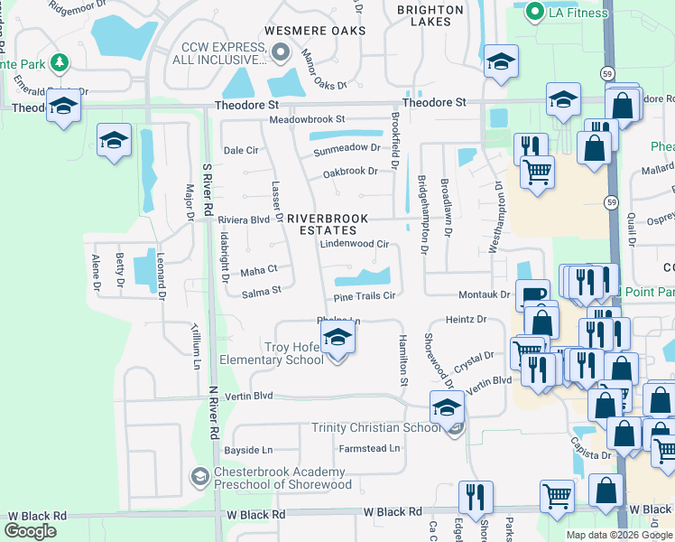 map of restaurants, bars, coffee shops, grocery stores, and more near 5308 Whisper Meadow Court in Plainfield