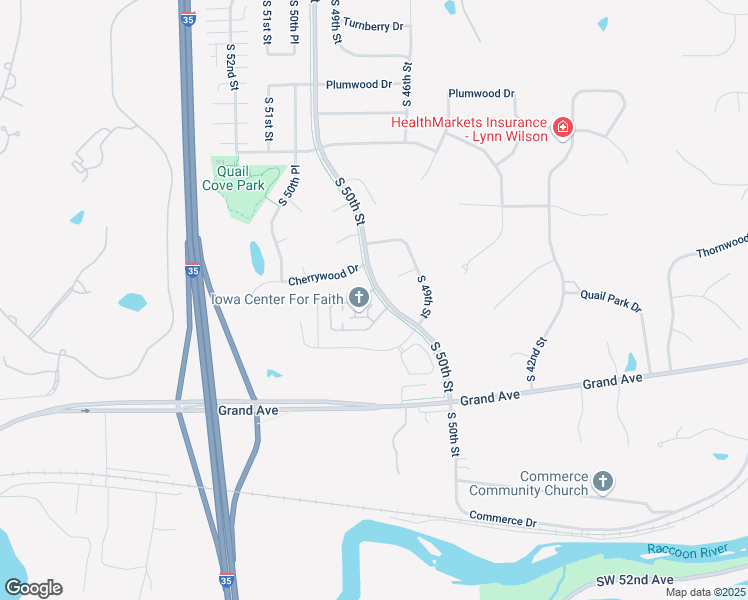 map of restaurants, bars, coffee shops, grocery stores, and more near 5015 Grand Ridge Drive in West Des Moines