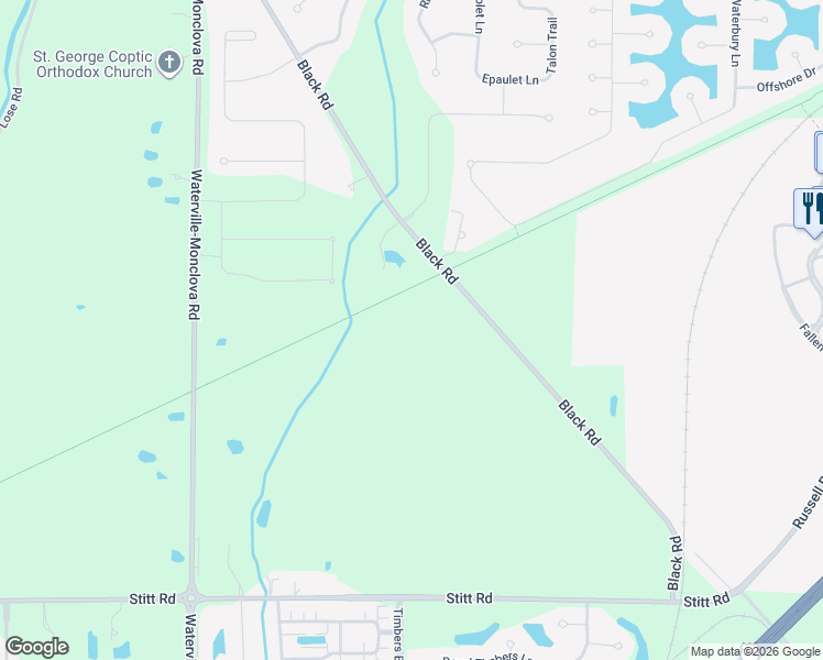 map of restaurants, bars, coffee shops, grocery stores, and more near 5218 Black Rd in Waterville