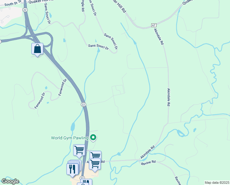 map of restaurants, bars, coffee shops, grocery stores, and more near 7 Castagna Drive in Pawling