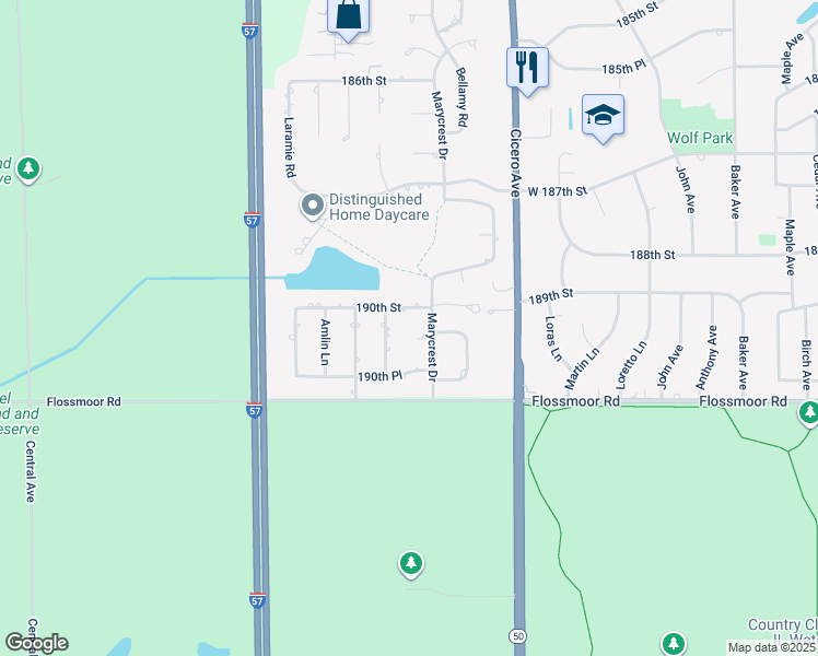 map of restaurants, bars, coffee shops, grocery stores, and more near 4911 Lake Court in Country Club Hills