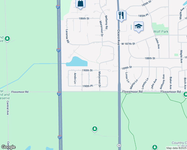map of restaurants, bars, coffee shops, grocery stores, and more near 4911 Lake Court in Country Club Hills