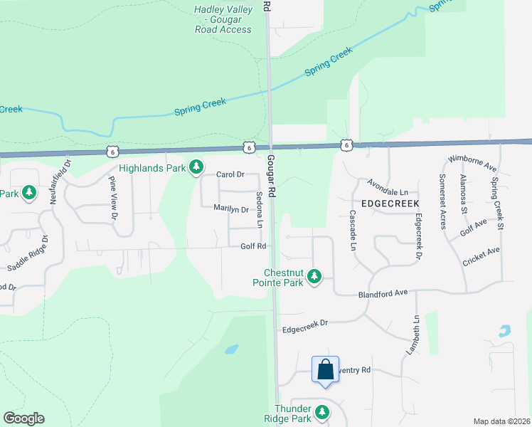 map of restaurants, bars, coffee shops, grocery stores, and more near 2912 Bisbee Drive in Joliet