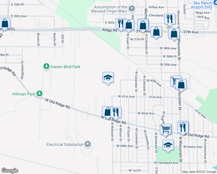 map of restaurants, bars, coffee shops, grocery stores, and more near 400 North Wilson Street in Hobart