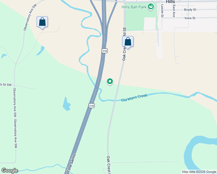 map of restaurants, bars, coffee shops, grocery stores, and more near 5211 Oak Crest Hill Road Southeast in Riverside