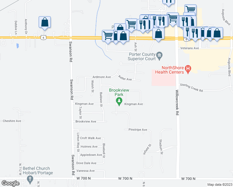 map of restaurants, bars, coffee shops, grocery stores, and more near 3700 Allison Street in Portage