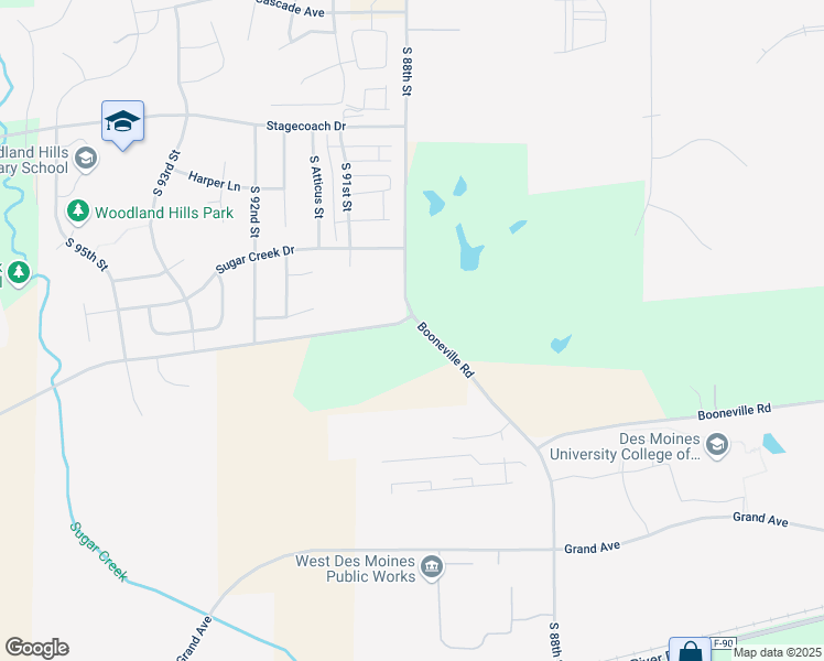 map of restaurants, bars, coffee shops, grocery stores, and more near 8812 Booneville Road in West Des Moines