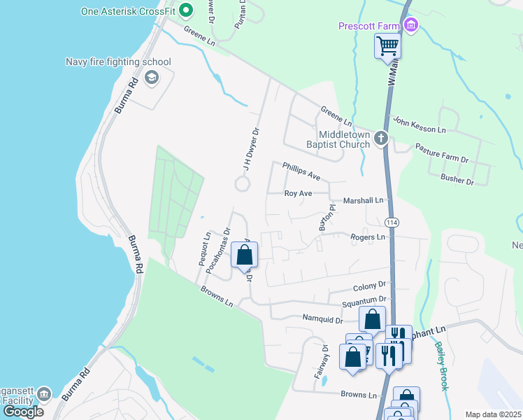 map of restaurants, bars, coffee shops, grocery stores, and more near 13 Jean Terrace in Middletown