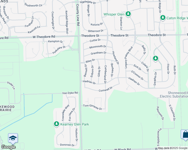 map of restaurants, bars, coffee shops, grocery stores, and more near 1314 Enborn Drive in Joliet