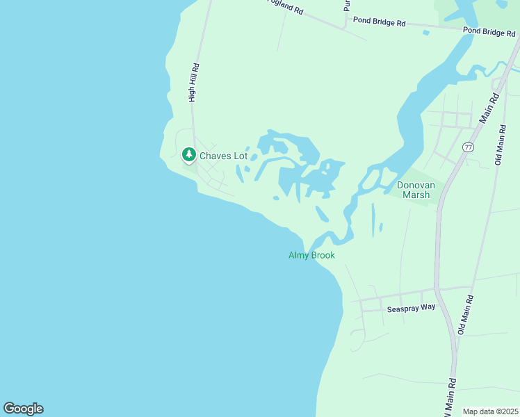 map of restaurants, bars, coffee shops, grocery stores, and more near 125 Shore Road in Tiverton