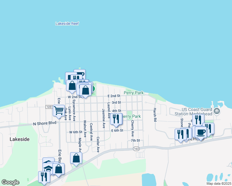 map of restaurants, bars, coffee shops, grocery stores, and more near 142 Vine Street in Lakeside Marblehead