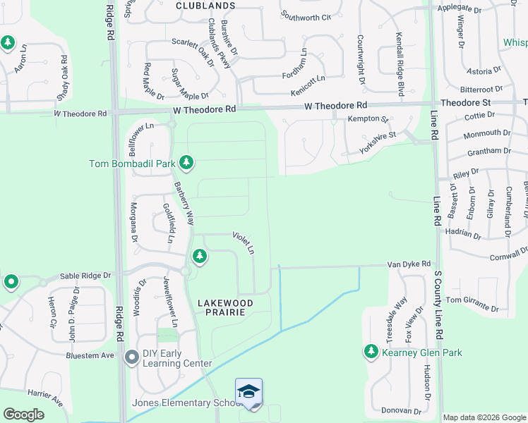 map of restaurants, bars, coffee shops, grocery stores, and more near 1310 Fawnlily Circle in Joliet