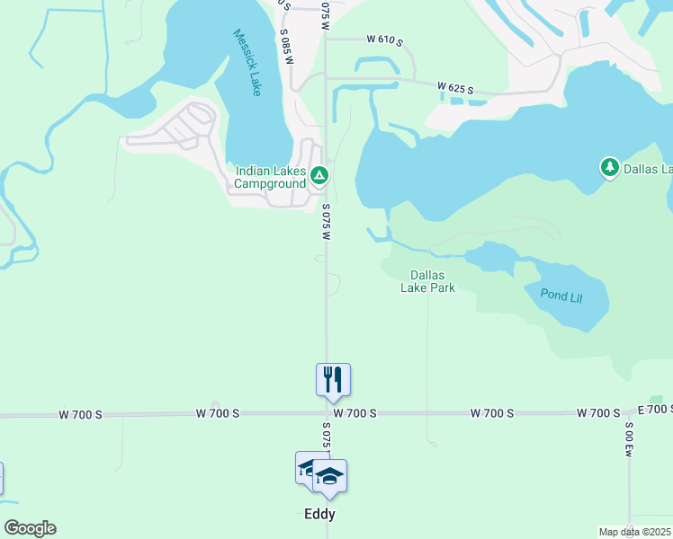 map of restaurants, bars, coffee shops, grocery stores, and more near 6675 South 075 West in Wolcottville