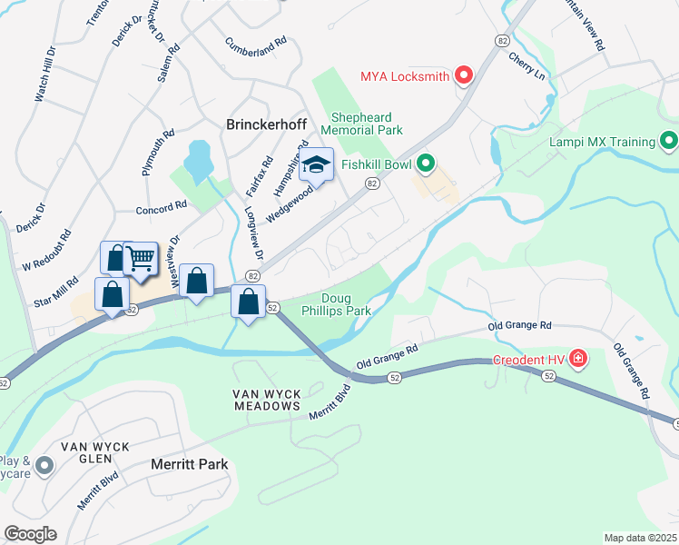 map of restaurants, bars, coffee shops, grocery stores, and more near 101 Elmcrest Drive in Fishkill
