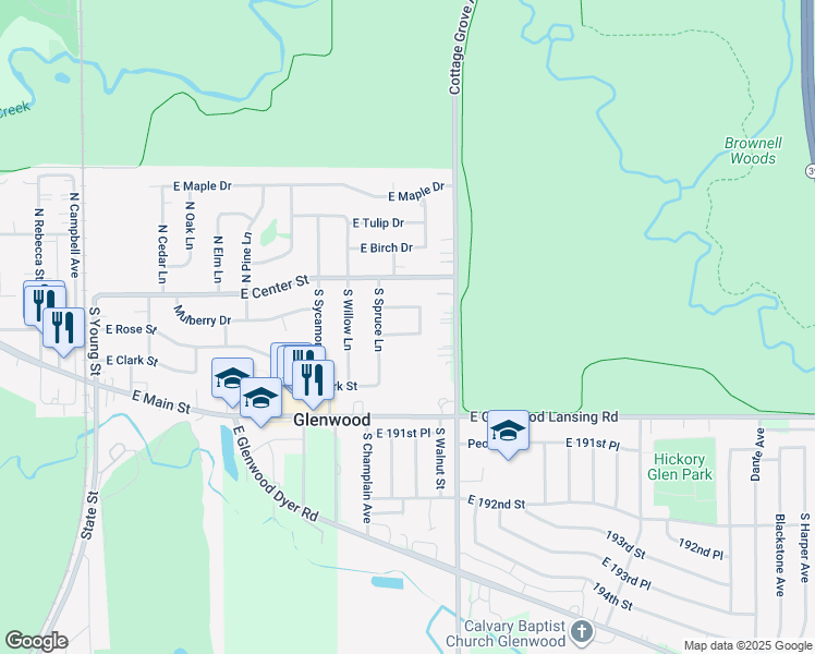 map of restaurants, bars, coffee shops, grocery stores, and more near 511 Rose Court in Glenwood