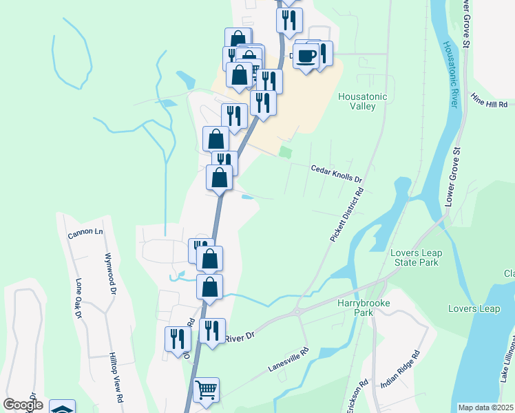 map of restaurants, bars, coffee shops, grocery stores, and more near 219 Danbury Road in New Milford