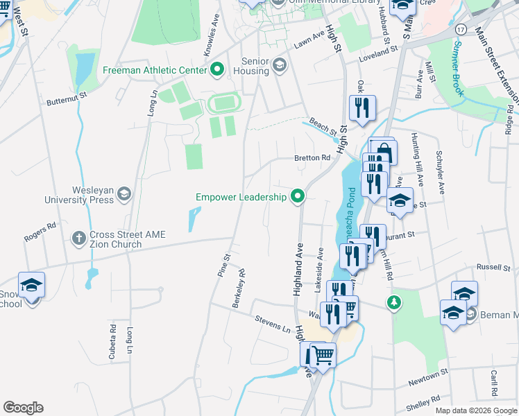 map of restaurants, bars, coffee shops, grocery stores, and more near 112 Jacobs Terrace in Middletown