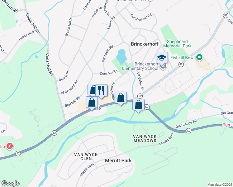 map of restaurants, bars, coffee shops, grocery stores, and more near 10 Westview Dr in Fishkill