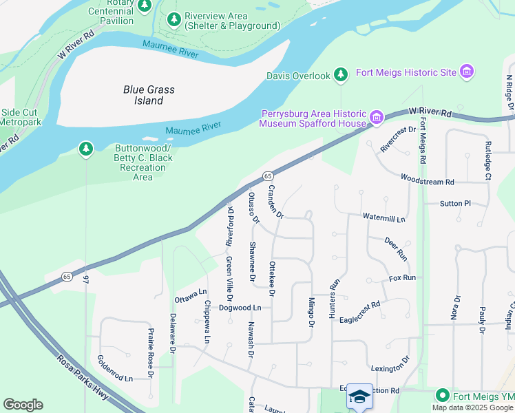 map of restaurants, bars, coffee shops, grocery stores, and more near 120 Cranden Drive in Perrysburg