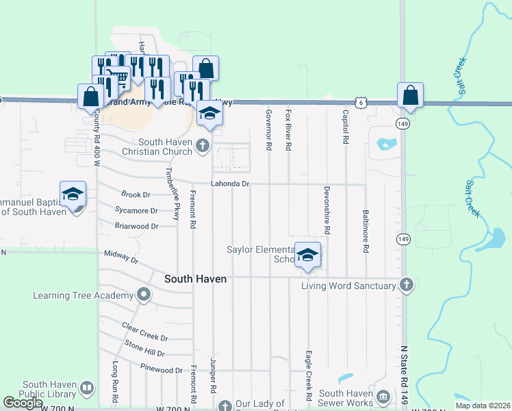 map of restaurants, bars, coffee shops, grocery stores, and more near 741-799 Heritage Rd in Valparaiso