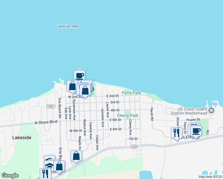 map of restaurants, bars, coffee shops, grocery stores, and more near 142 Vine Street in Lakeside