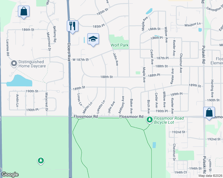 map of restaurants, bars, coffee shops, grocery stores, and more near 4531 189th Street in Country Club Hills