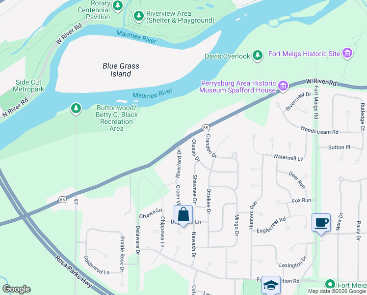 map of restaurants, bars, coffee shops, grocery stores, and more near 26964 20539 in Perrysburg