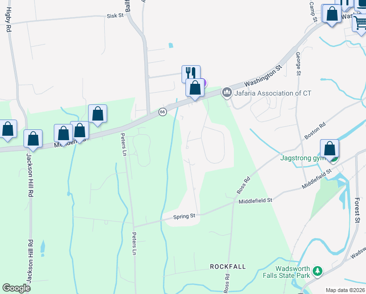 map of restaurants, bars, coffee shops, grocery stores, and more near 51 Sunrise Ridge in Middlefield
