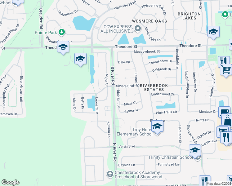 map of restaurants, bars, coffee shops, grocery stores, and more near 1311 Idabright Drive in Plainfield