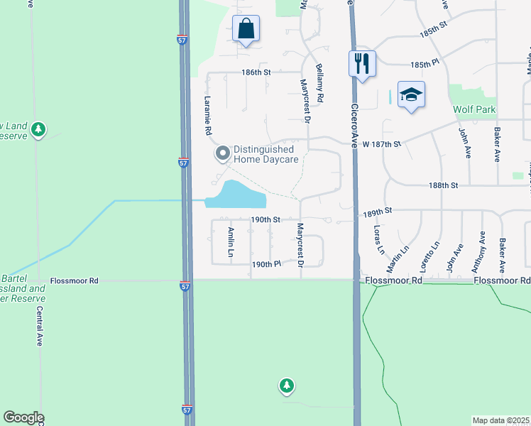 map of restaurants, bars, coffee shops, grocery stores, and more near 4960 190th Street in Country Club Hills