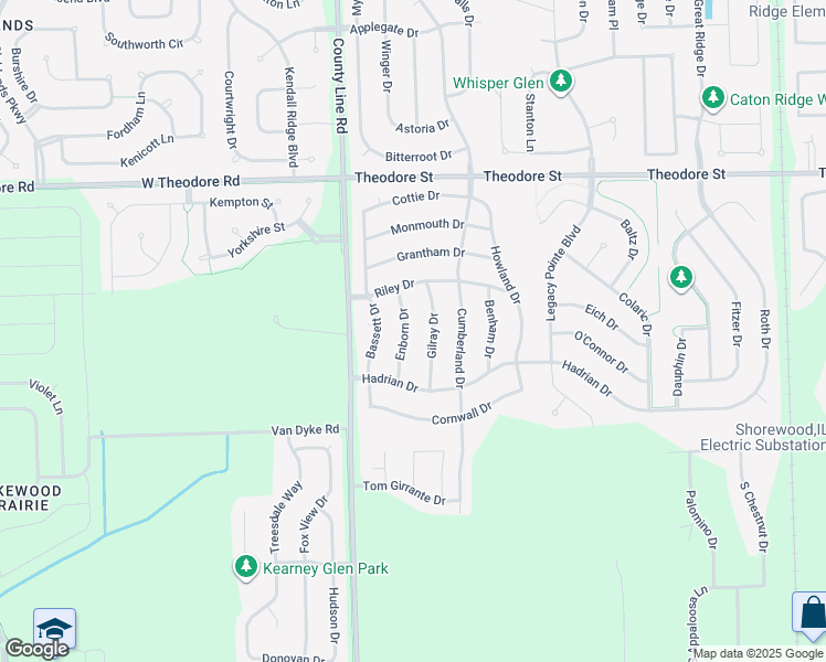 map of restaurants, bars, coffee shops, grocery stores, and more near 1314 Enborn Drive in Joliet