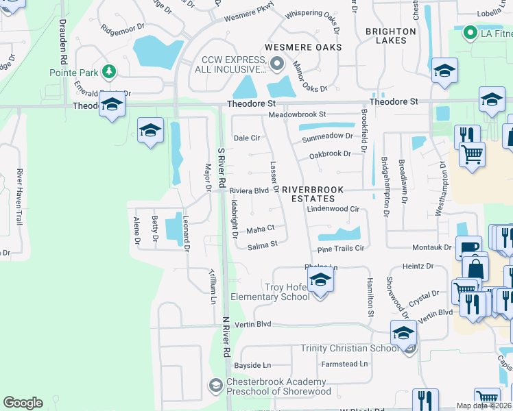map of restaurants, bars, coffee shops, grocery stores, and more near 1312 Val Verde Court in Plainfield