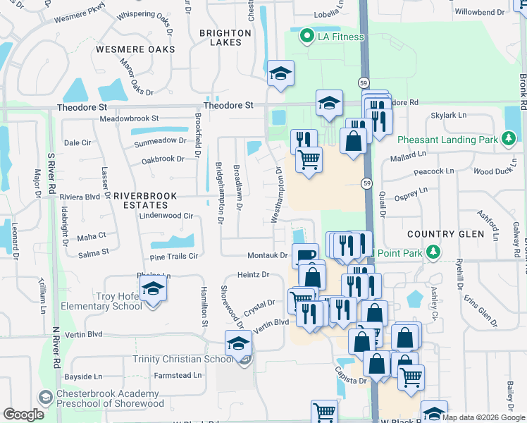 map of restaurants, bars, coffee shops, grocery stores, and more near 5116 Red Field Court in Plainfield