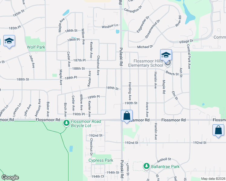 map of restaurants, bars, coffee shops, grocery stores, and more near 4021 189th Street in Country Club Hills