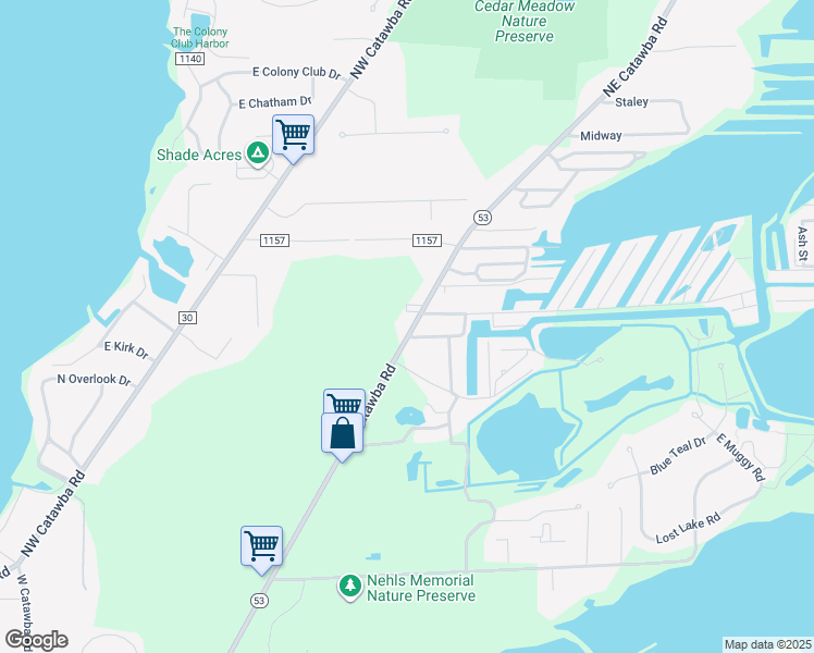 map of restaurants, bars, coffee shops, grocery stores, and more near 1472 Northeast Catawba Road in Port Clinton