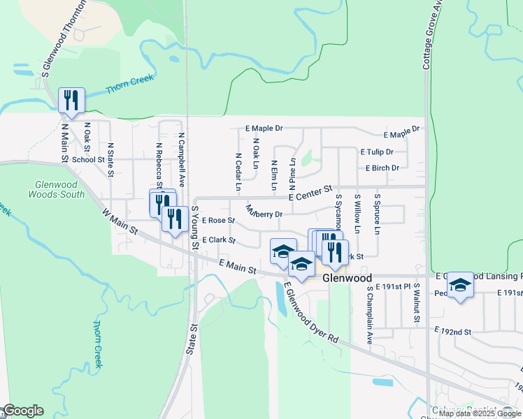map of restaurants, bars, coffee shops, grocery stores, and more near 141 Mulberry Drive in Glenwood