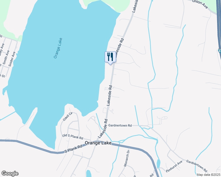 map of restaurants, bars, coffee shops, grocery stores, and more near 314 Lakeside Road in Newburgh