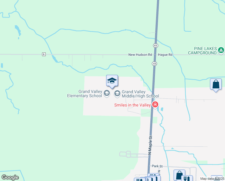 map of restaurants, bars, coffee shops, grocery stores, and more near 111 West Grand Valley Avenue in Orwell