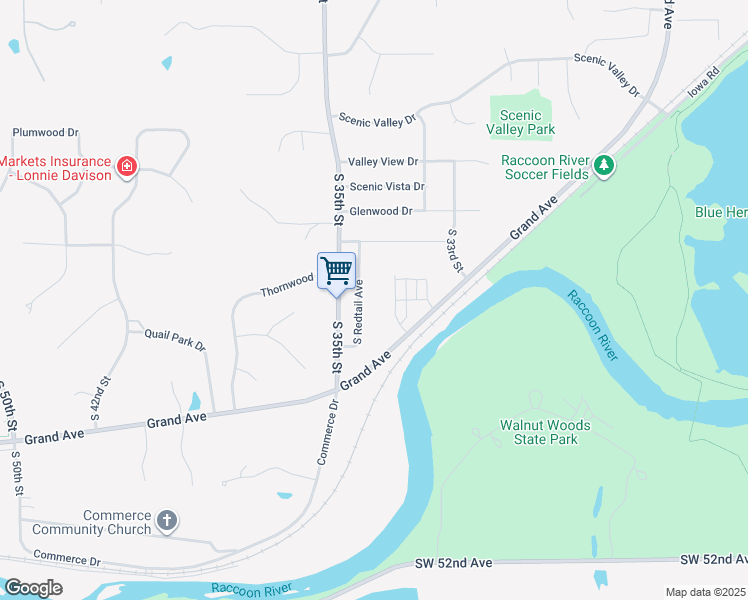 map of restaurants, bars, coffee shops, grocery stores, and more near 1668 South Redtail Avenue in West Des Moines