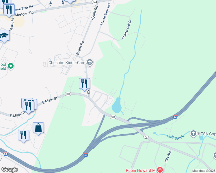 map of restaurants, bars, coffee shops, grocery stores, and more near 110 Mayview Avenue in Cheshire