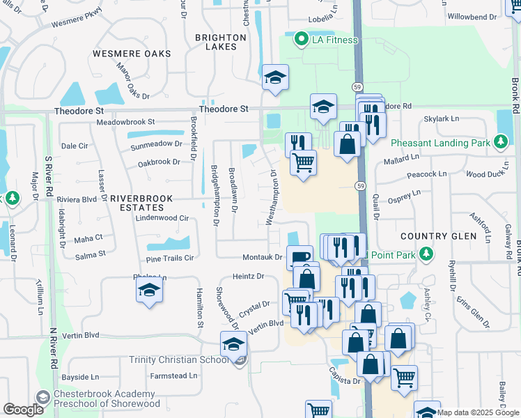 map of restaurants, bars, coffee shops, grocery stores, and more near 5117 Freeport Court in Plainfield