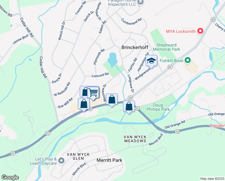 map of restaurants, bars, coffee shops, grocery stores, and more near 32 Crosby Court in Fishkill