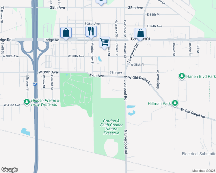 map of restaurants, bars, coffee shops, grocery stores, and more near 3333 West Old Ridge Road in Hobart